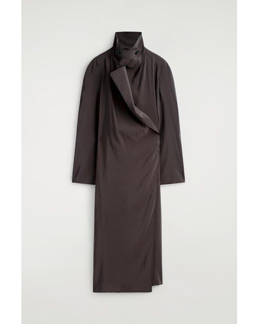 COS Brown Utility Trench-Style Midi Dress