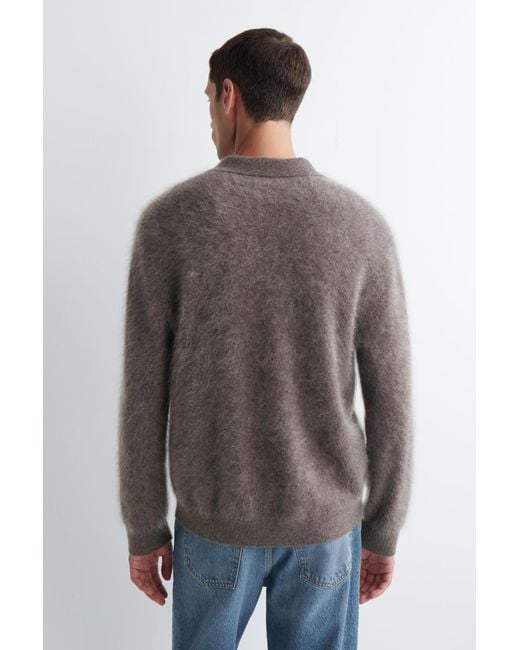 COS Brown Brushed-Cashmere Polo Sweater for men