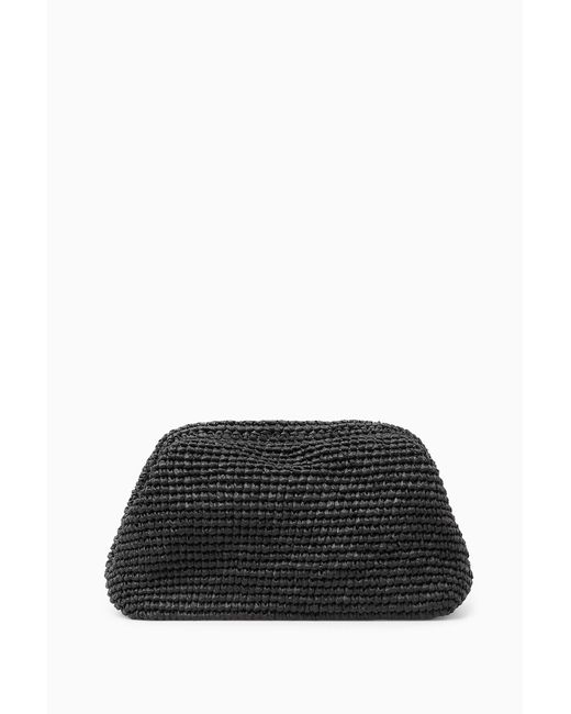 COS Black Framed Clutch - Raffia