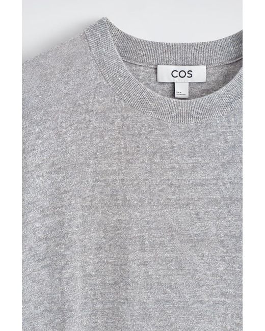 COS Gray Knitted Linen T-Shirt for men