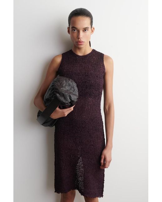 COS Blue Crochet-Knit Tape-Yarn Midi Dress