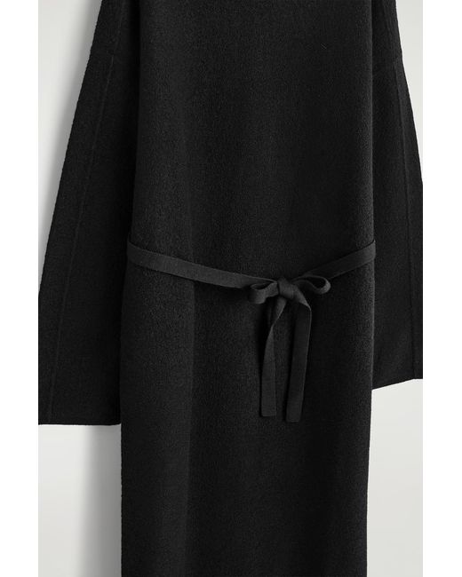 COS Black Boiled-Wool Mock-Neck Dress