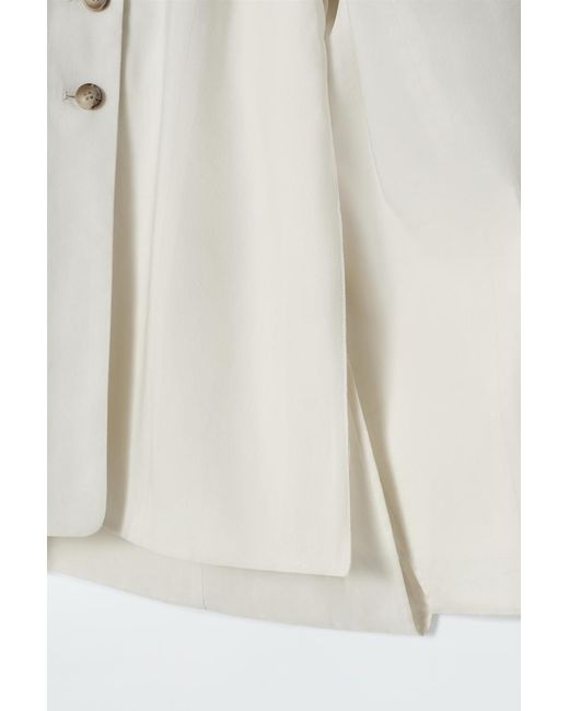 COS White Layered Linen-Blend Blazer
