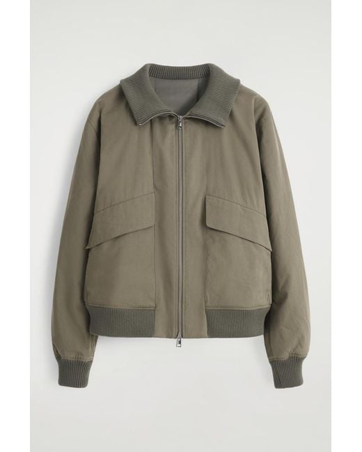 COS Green Padded Cotton Flight Jacket for men