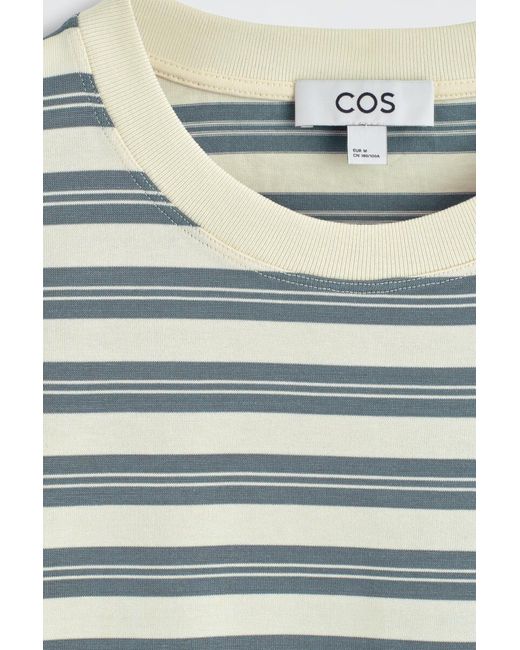 COS Gray Oversized Striped Cotton T-Shirt for men