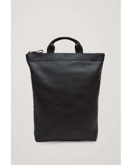 COS Leather Tote Backpack in Black for Men Lyst UK