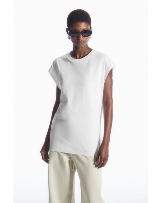 COS White Waisted Cap-sleeve T-shirt