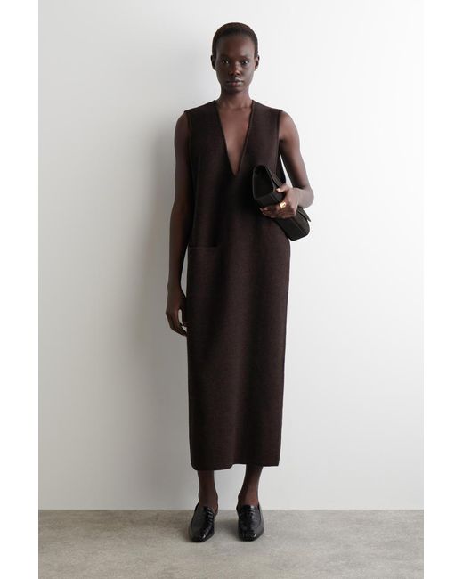 COS Black Midikleid Aus Gekochter Wolle