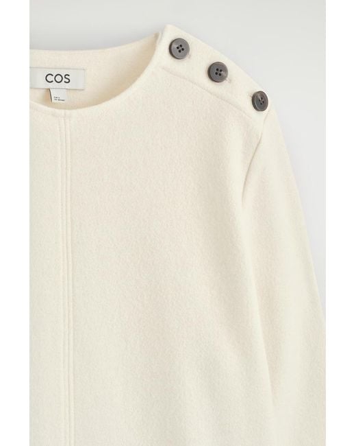 COS Natural Button-Detail Boiled-Wool Sweatshirt