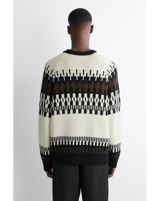COS Black Fair Isle Wool-Cashmere Jumper for men