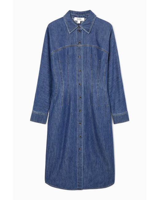 COS Blue Oversized Waisted Denim Shirt Dress