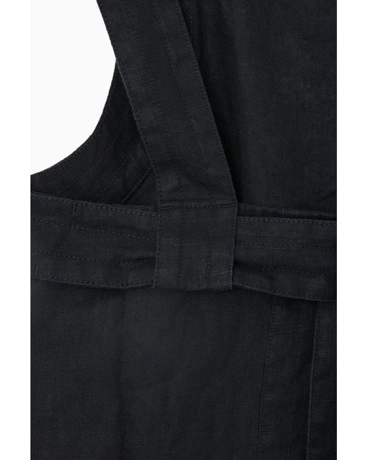 COS Black Tie-back Linen Top