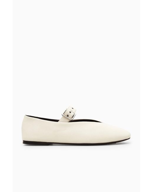 COS White Buckled Ballet Flats