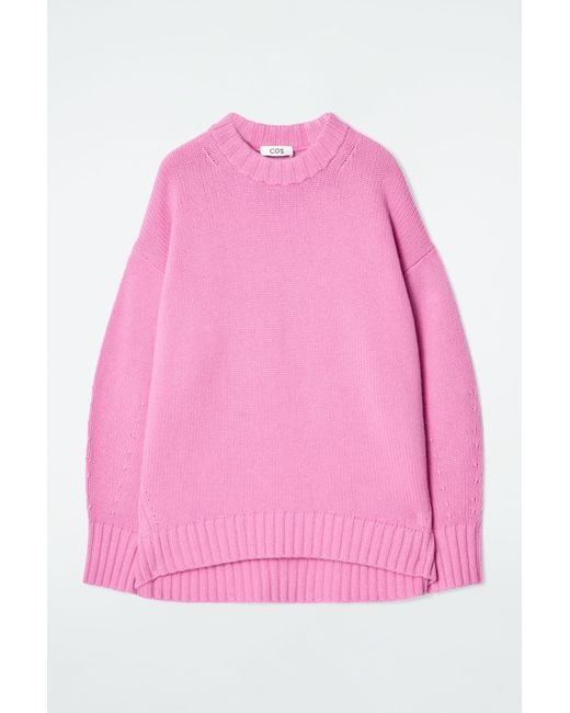 COS Pink Chunky Pure Cashmere Crew-neck Jumper