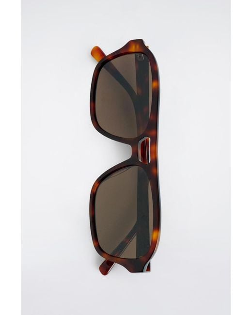COS Brown Rectangular Aviator Sunglasses for men