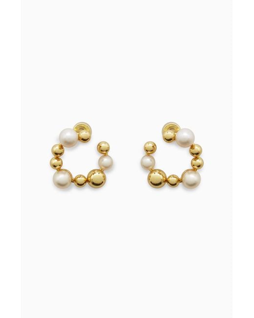 COS Metallic Pearl-embellished Stud Earrings