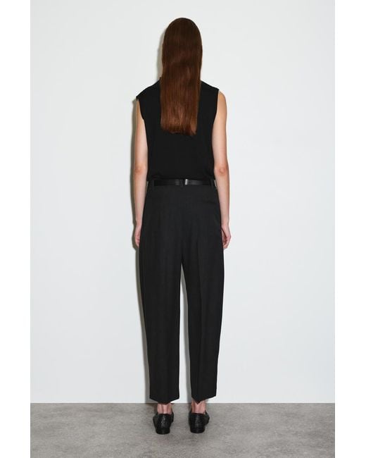 COS Black Pleated Barrel-leg Wool-blend Pants