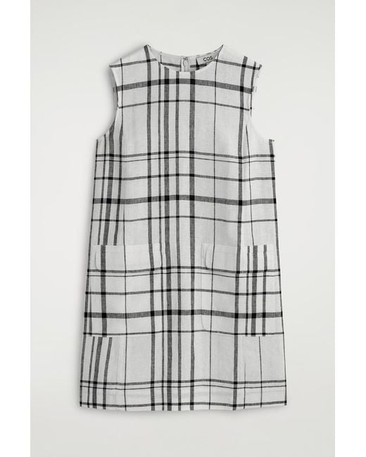 COS Gray Linen Mini Shift Dress