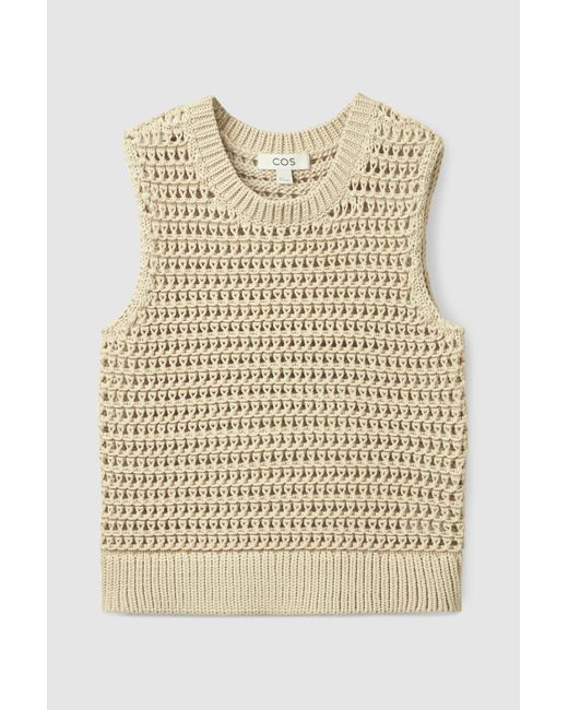 COS Synthetic Chunky Open-knit Vest in Beige (Natural) - Lyst