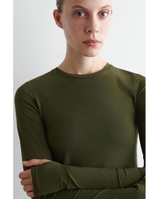 COS Green Slim Lightweight Long-sleeved Top