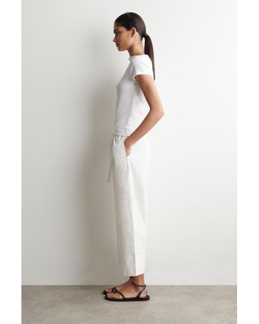 COS White Cotton Straight-Leg Drawstring Pants