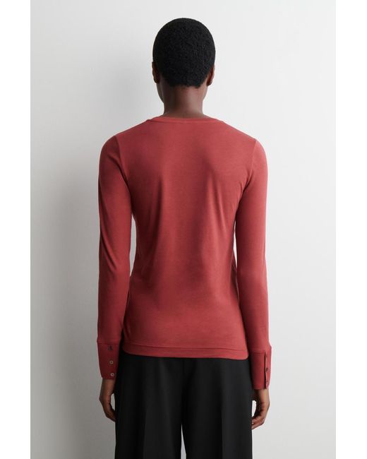 COS Red Cotton Jersey Long-Sleeved Top