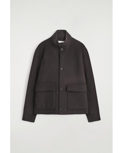 COS Black Double-Faced Wool Mock Neck Jacket for men