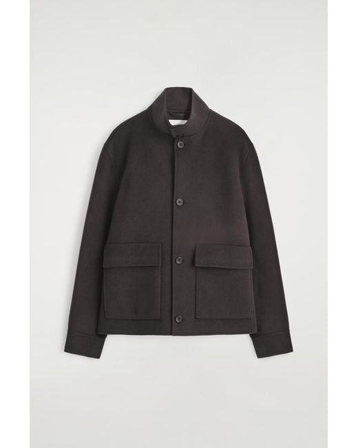 COS Black Double-Faced Wool Mock Neck Jacket for men