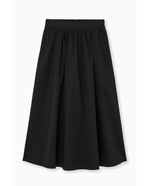 COS Black Elasticated Midi Skirt