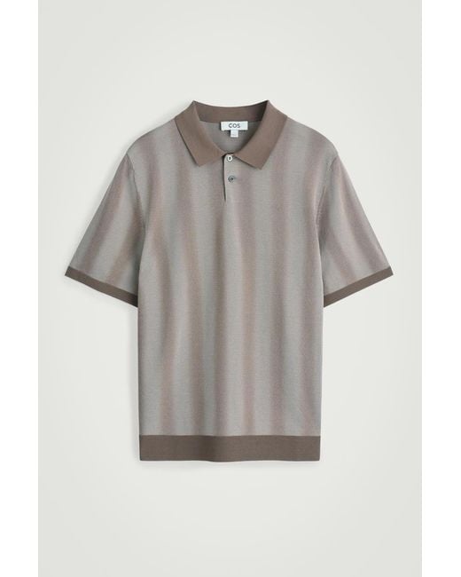 Polo En Maille À Rayures Diffuses COS pour homme en coloris Gray