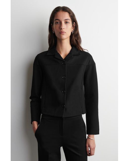 COS Black Boxy Jersey Jacket