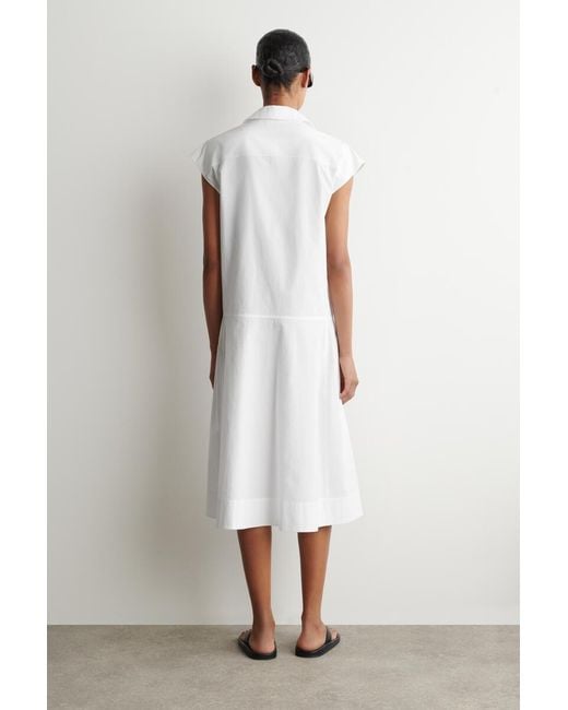 COS White Sleeveless Cotton-Poplin Shirt Dress