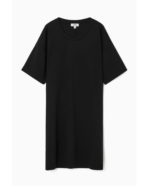 COS Black Draped Mini T-shirt Dress