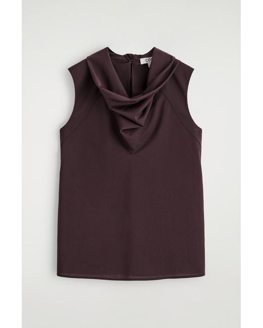 COS Purple Fluid Funnel-Neck Scarf Blouse