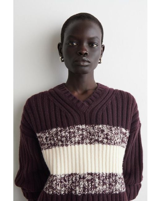 COS Textured Merino Wool V-Neck Sweater