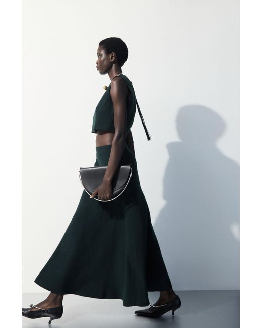 COS Green The Wool-blend Midi Skirt