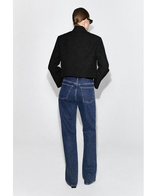 COS Black Cropped Structured Jacquard Blazer