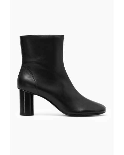 COS Cylinderheel Leather Sock Boots in Black Lyst