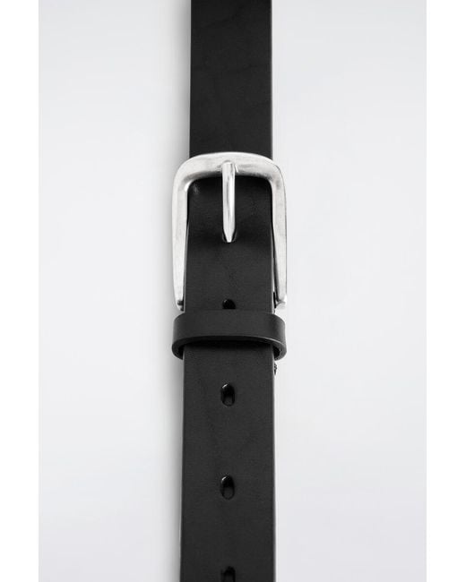 COS White Square-Buckle Leather Belt for men