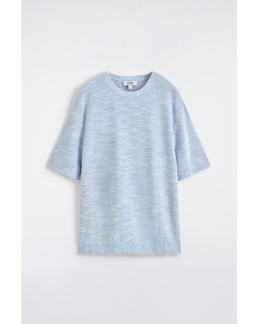 COS Blue Relaxed Bouclé-Knit T-Shirt for men