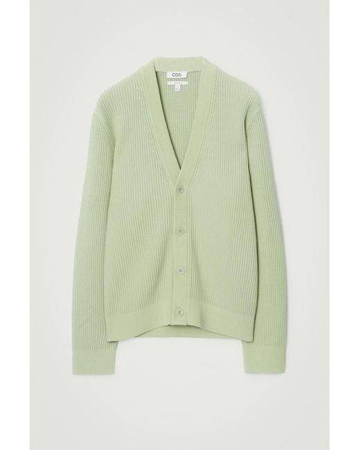 COS Green Acid-wash Cotton Cardigan for men