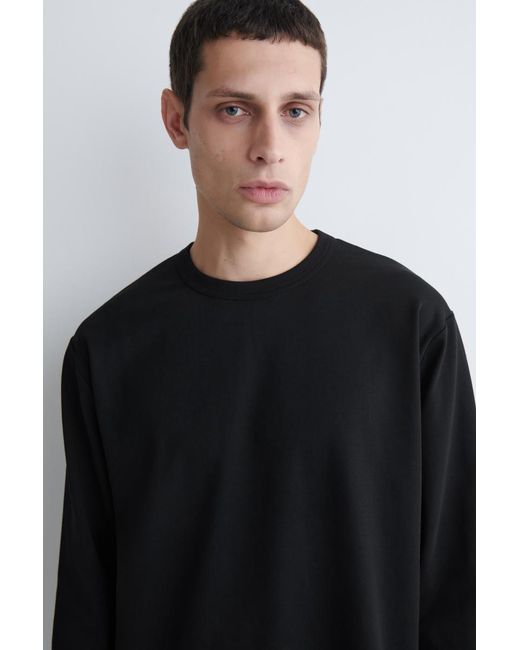 COS Black Relaxed Jersey Interlock Long-sleeved T-shirt for men