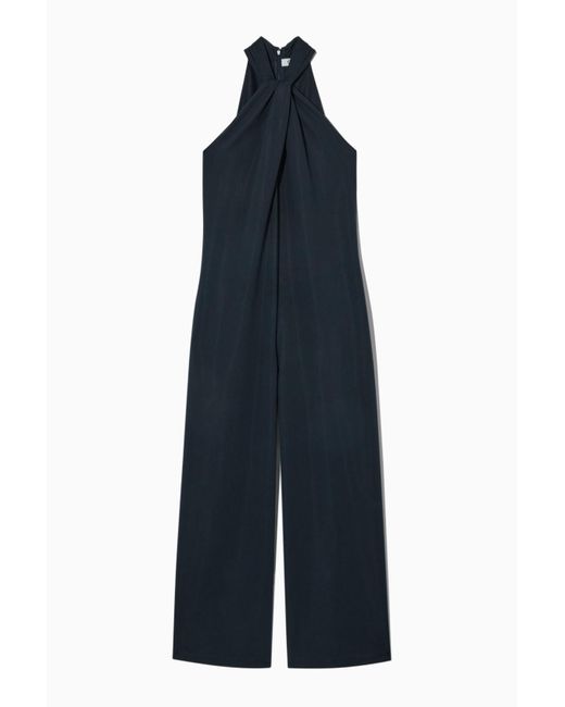COS Twistdetail Halterneck Jumpsuit in Blue Lyst