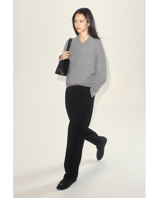COS Black Pleated Wool-Blend Tapered Trousers