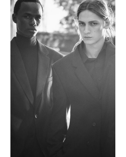 COS Black Double-Breasted Twill Blazer for men