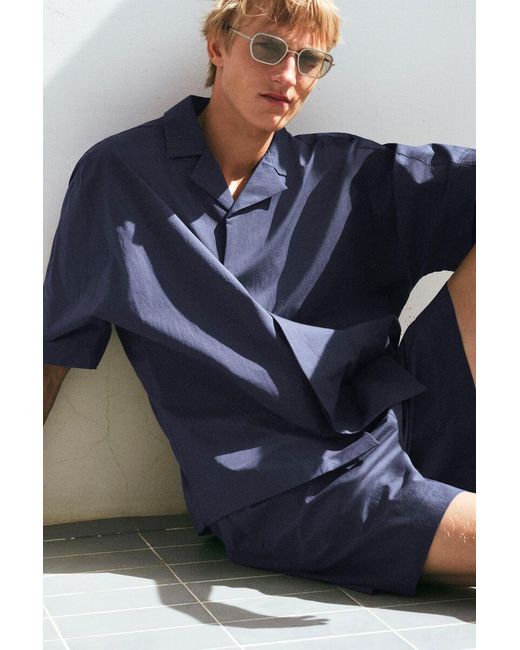 COS Blue Belted Pima Cotton Utility Shorts for men