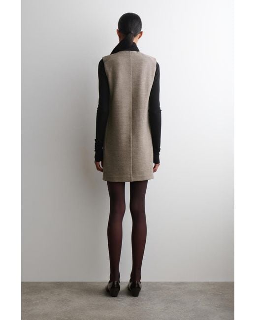 COS Natural Merino Wool Buttoned Shift Mini Dress
