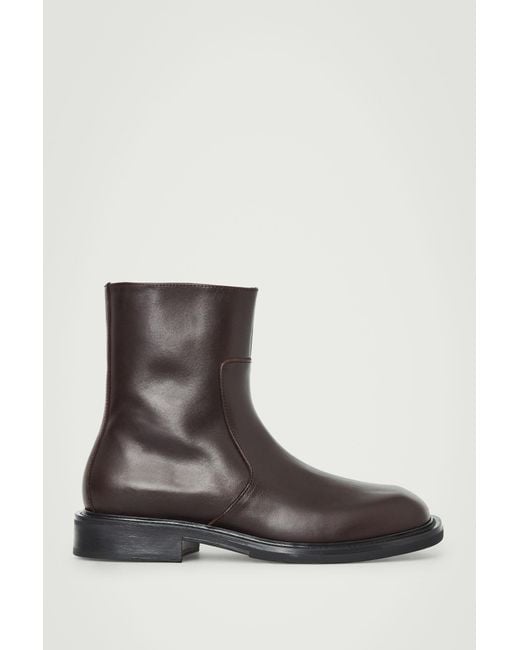 COS Brown Square-toe Leather Chelsea Boots for men