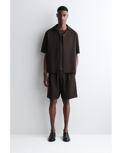COS Black Milano-Jersey Short-Sleeved Shirt for men