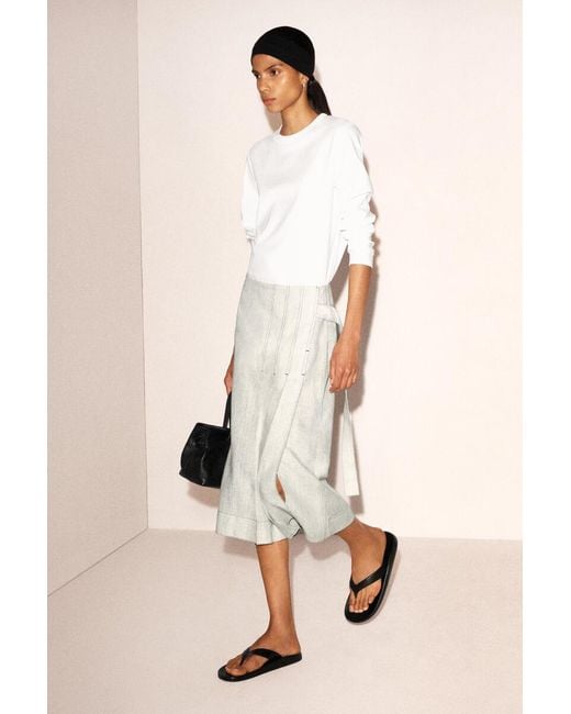 COS White Clean Cut Long-Sleeved T-Shirt